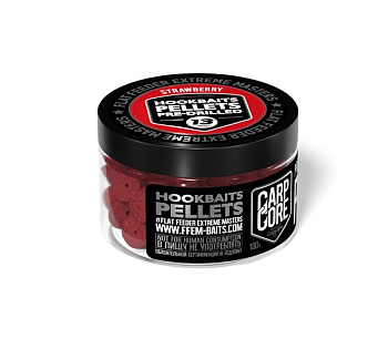 Пеллетс FFEM Baits насадочный Pellets  Strawberry 10мм 100 г (Клубника ) Просверленный  Красный